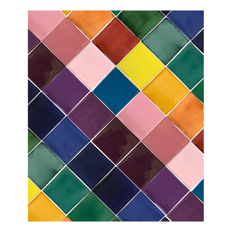 Azulejo 10.5cm Artesanal Tipo Talavera Liso 90pz Surtido S06