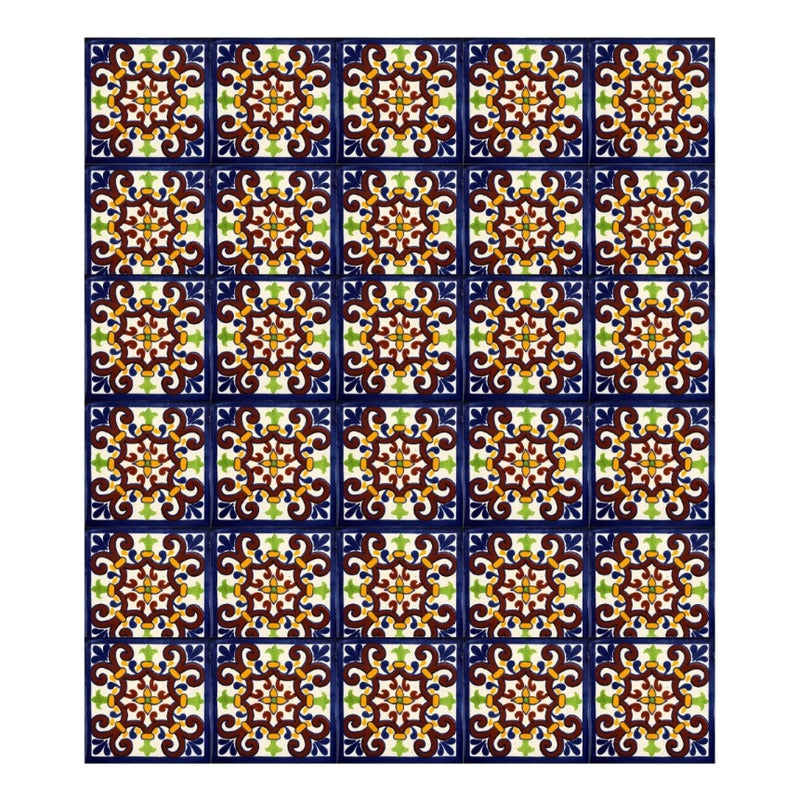 Azulejo 10.5cm Artesanal Tipo Talavera Liso 90pz #acln Acln-49
