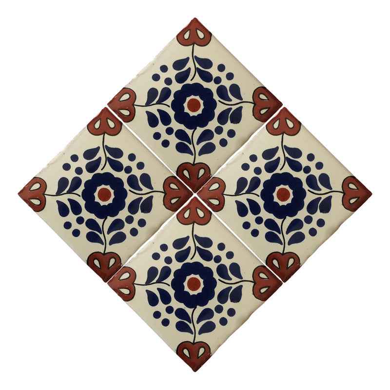 Azulejo 10.5cm Artesanal Tipo Talavera Liso 90pz #acln-33