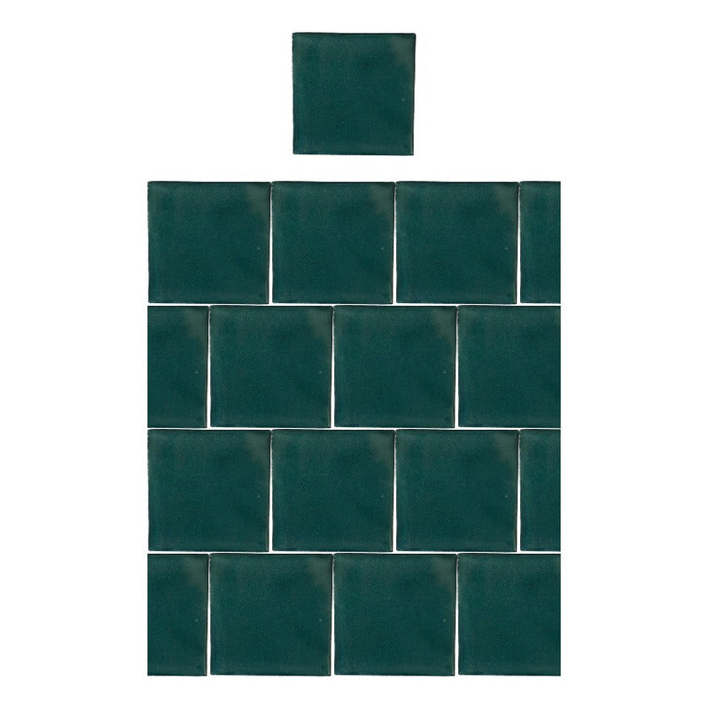 Azulejo 15.5cm Artesanal Talavera Liso 44pz Verde Pavo S/bco