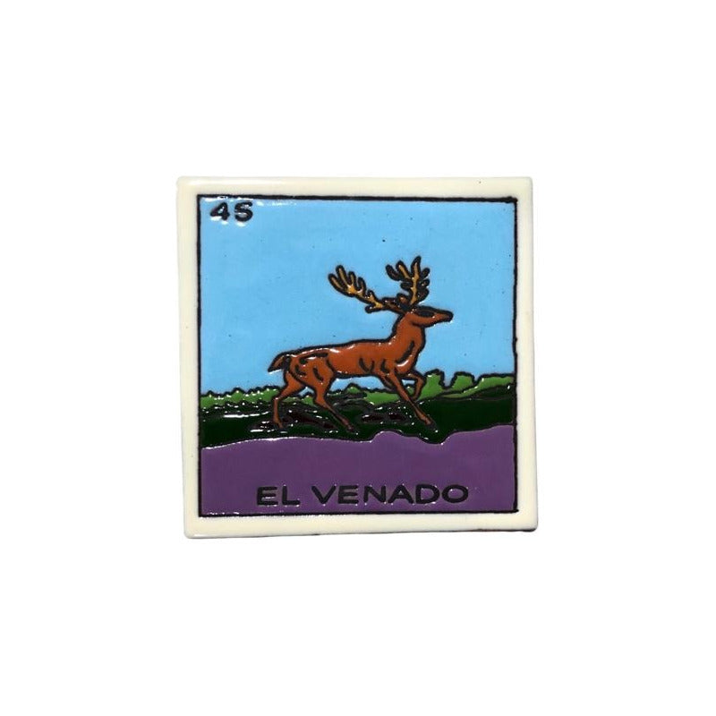Lotería Azulejo Artesanal Tipo Talavera Relieve 10pz #alrn01 El Venado