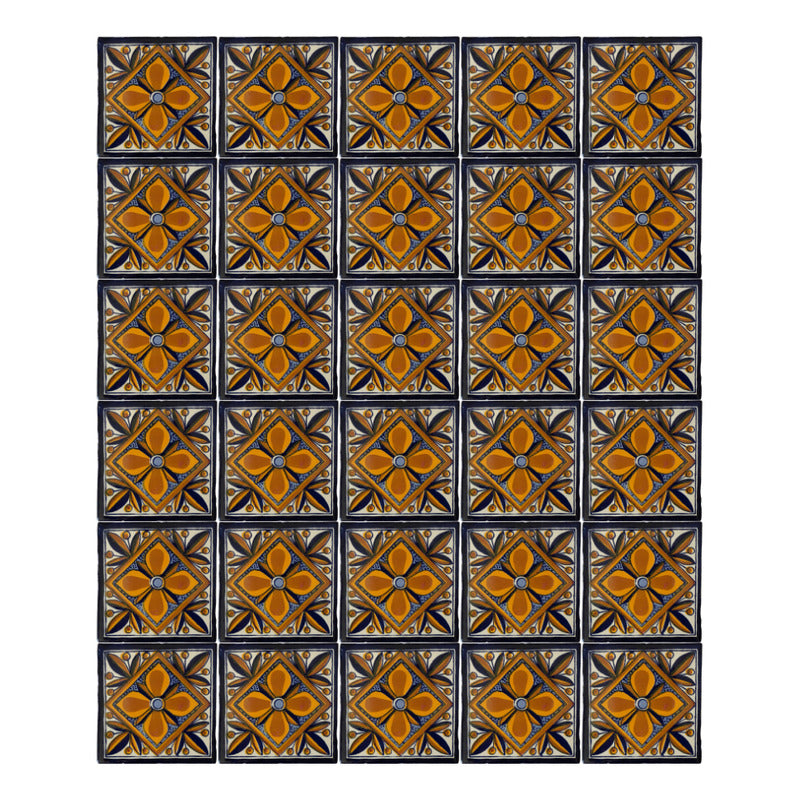 Azulejo 10.5cm Artesanal Tipo Talavera Liso 90pz #acln-28