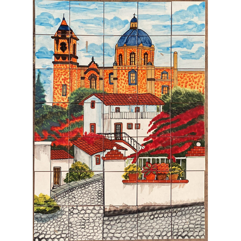 Mural 35pz Azulejo Artesanal Tipo Talavera Liso #m035-50 M035-50