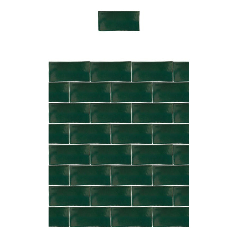 Azulejo 7.5cmx15.5cm Artesanal Talavera Liso 86pz Vde Brilla