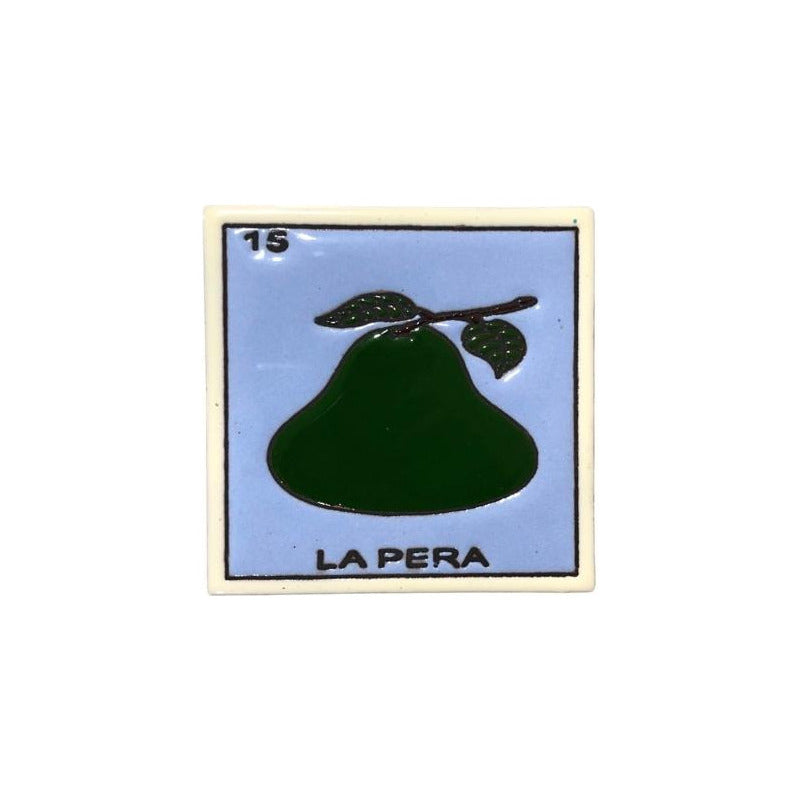 Lotería Azulejo Artesanal Tipo Talavera Relieve 10pz #alrn01 La Pera
