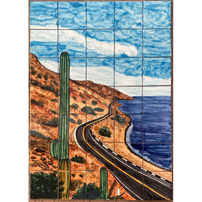 Mural 35pz Azulejo Artesanal Tipo Talavera Liso #m035-28 M035-28