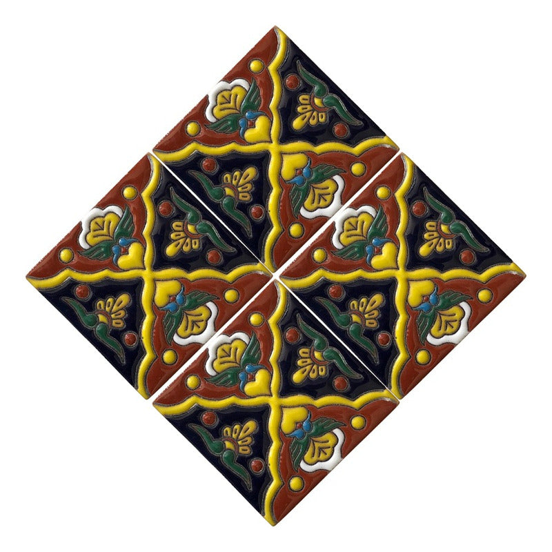 Azulejo 11cm Artesanal Talavera Relieve 90pz #acrs-29