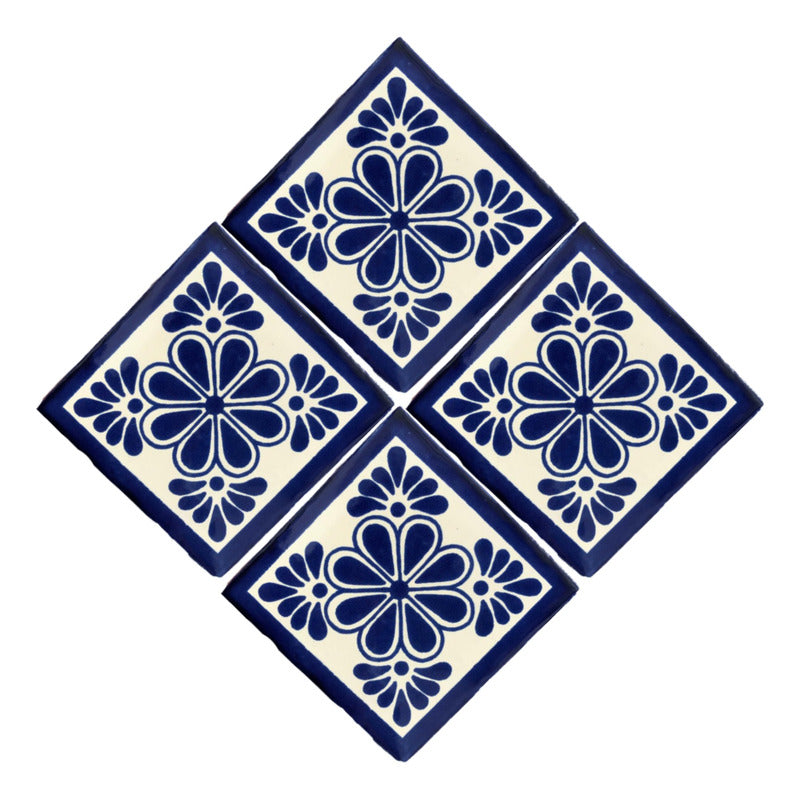 Azulejo 10.5cm Artesanal Tipo Talavera Liso 90pz #acls-59