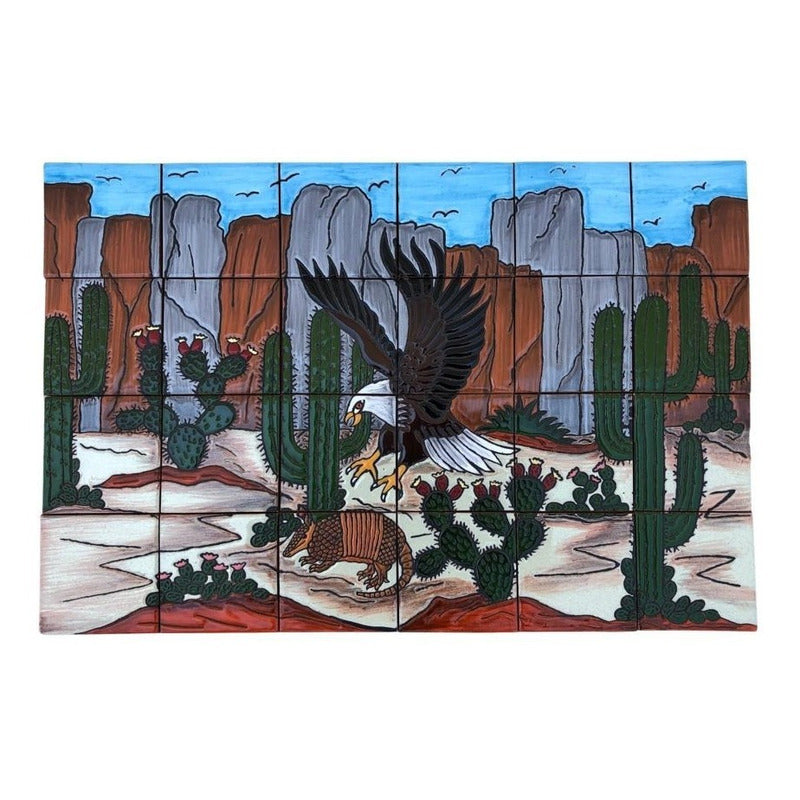 Mural 24pz Azulejo Artesanal Tipo Talavera Relieve #03