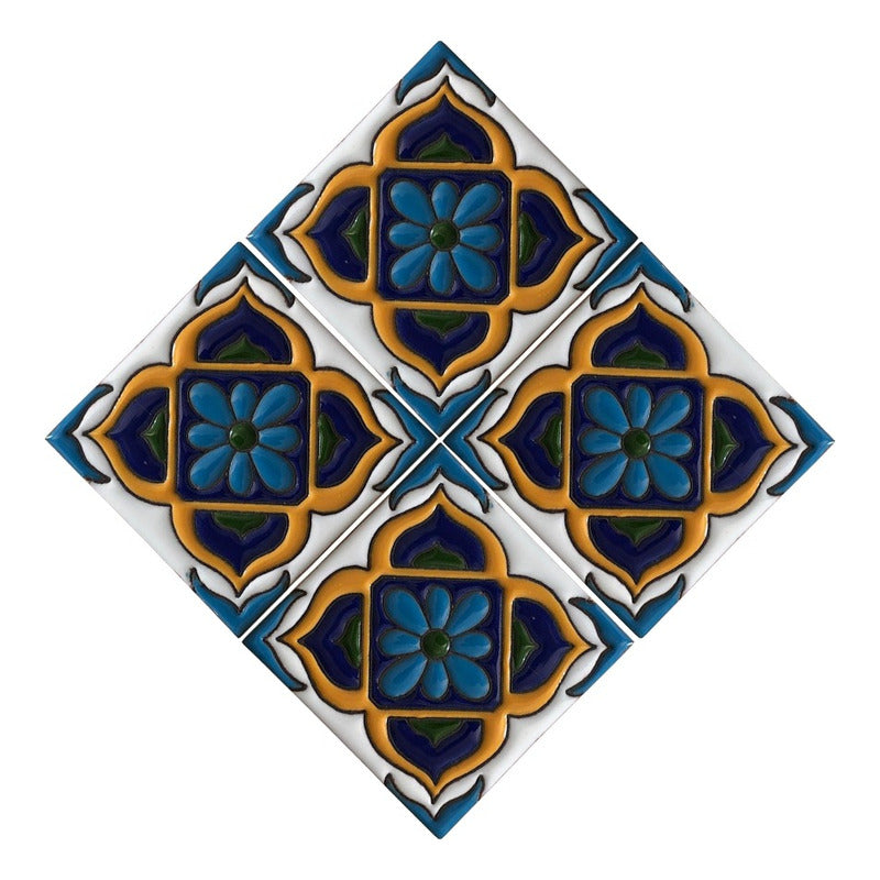 Azulejo 11cm Artesanal Talavera Relieve 90pz #acrs-16