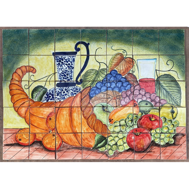 Mural 35pz Azulejo Artesanal Tipo Talavera Liso #m035-92 M035-92.03