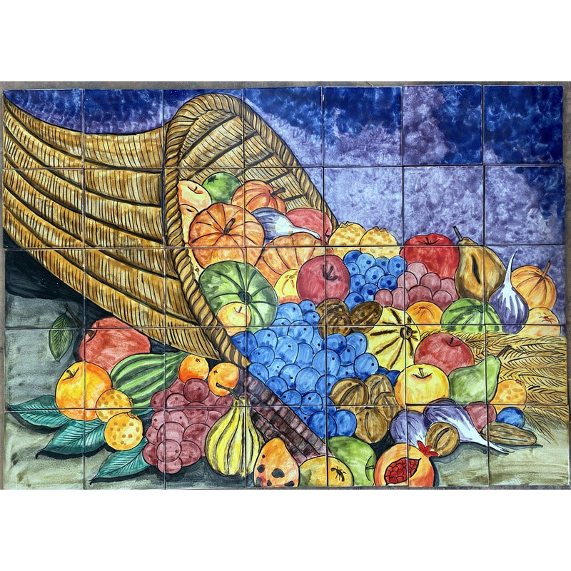 Mural 35pz Azulejo Artesanal Tipo Talavera Liso #m035-95 M035-95.02