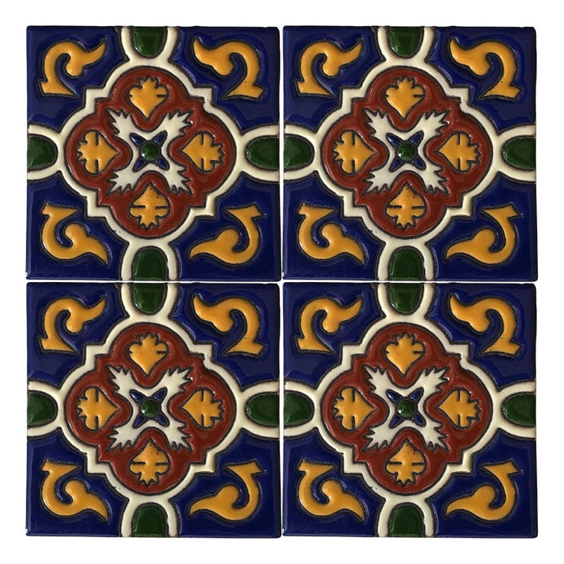 Azulejo 11cm Artesanal Talavera Relieve 90pz #acrs-34