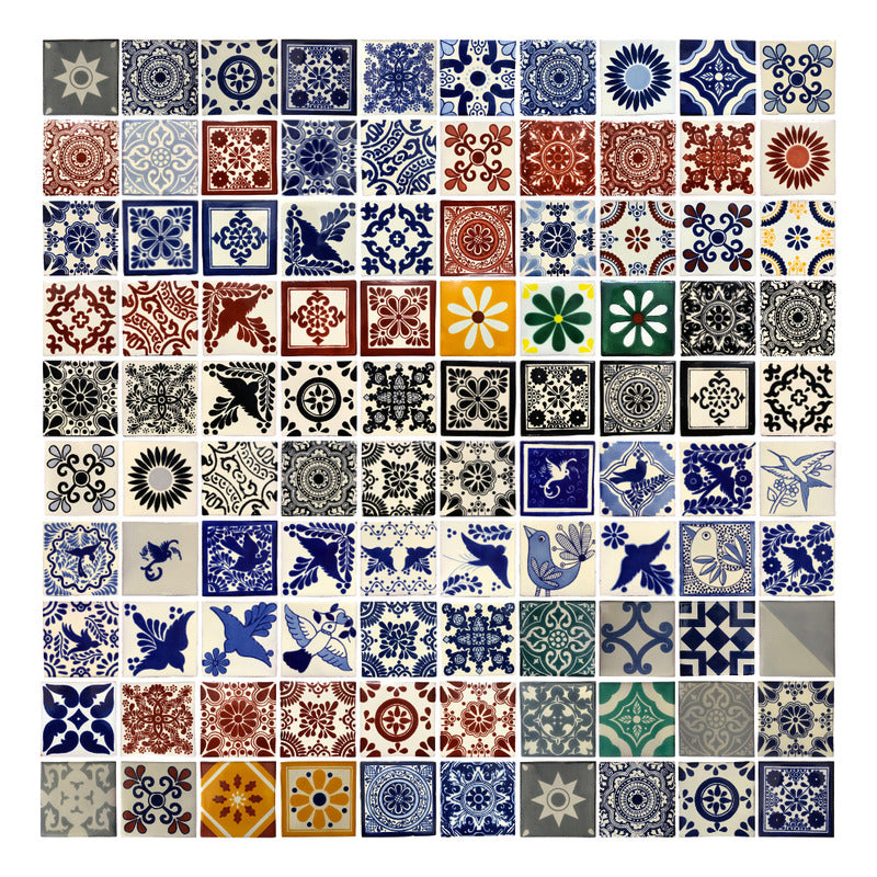 Azulejo 10.5cm Artesanal Talavera Liso 90pz #acls Acls