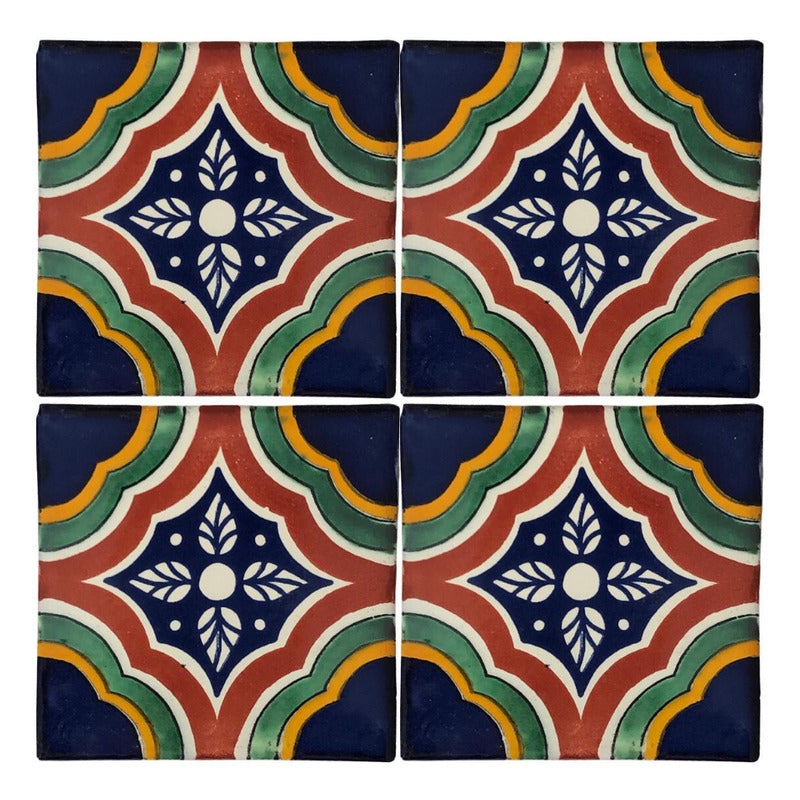 Azulejo 10.5cm Artesanal Tipo Talavera Liso 90pz #acln-40