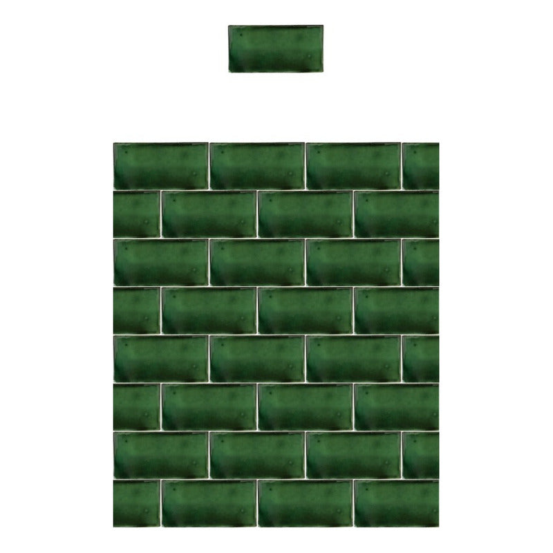 Azulejo 7.5cmx15.5cm Artesanal Talavera Liso 86pz Verde S/b