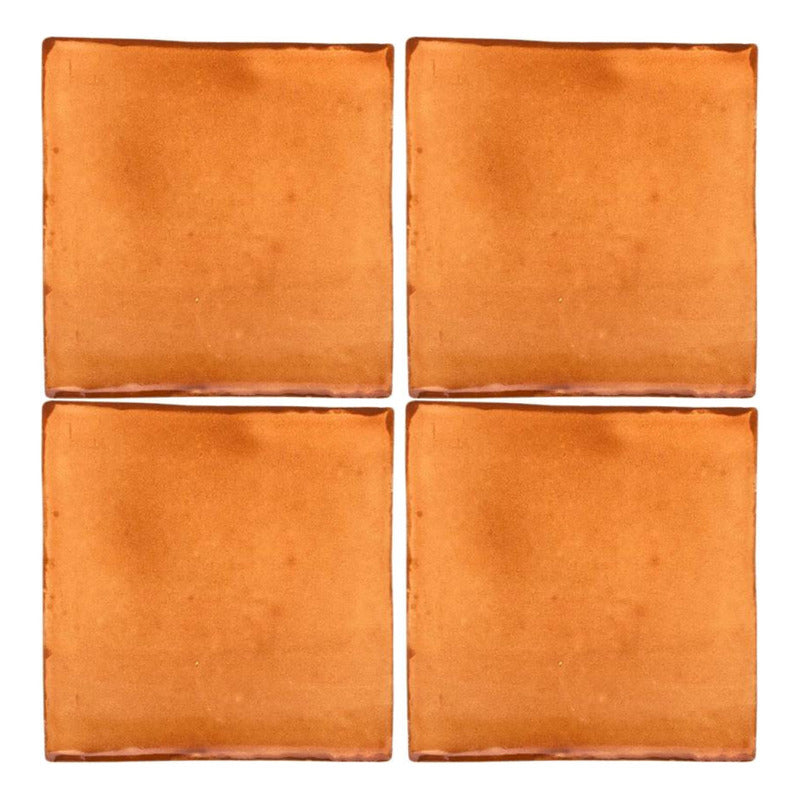 Azulejo Artesanal Talavera Liso 90pz Colores Mostaza Sobre Blanco