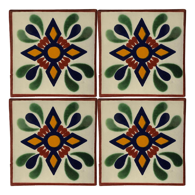 Azulejo 10.5cm Artesanal Tipo Talavera Liso 90pz #acln-20