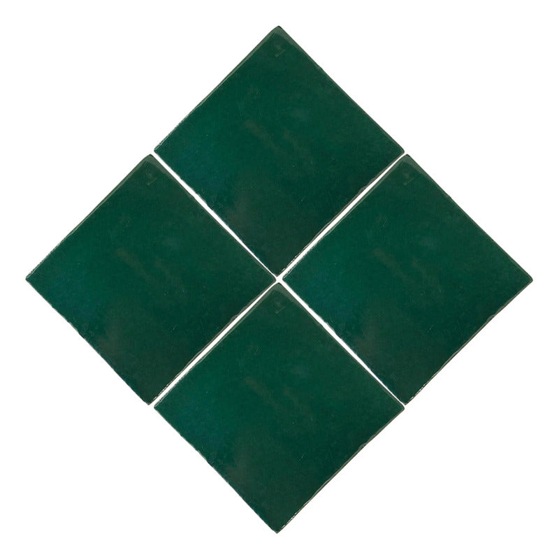 Azulejo 10.5cm Artesanal Tipo Talavera Liso 90pz Colores Verde Rana