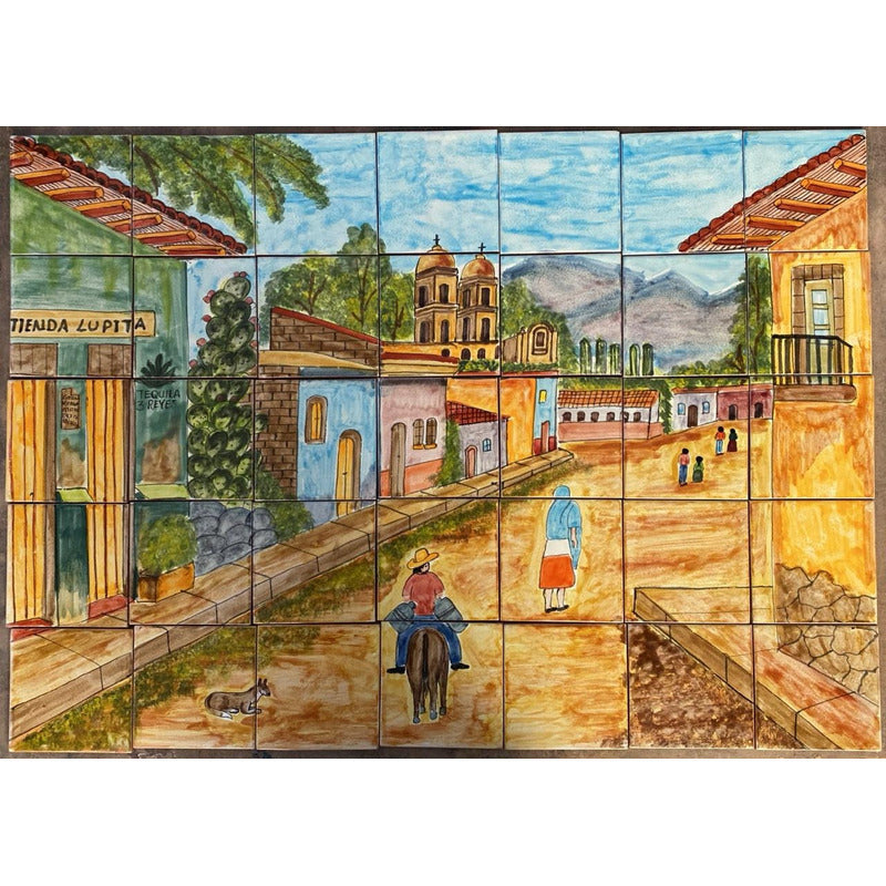 Mural 35pz Azulejo Artesanal Tipo Talavera Liso #m035-32 M035-32