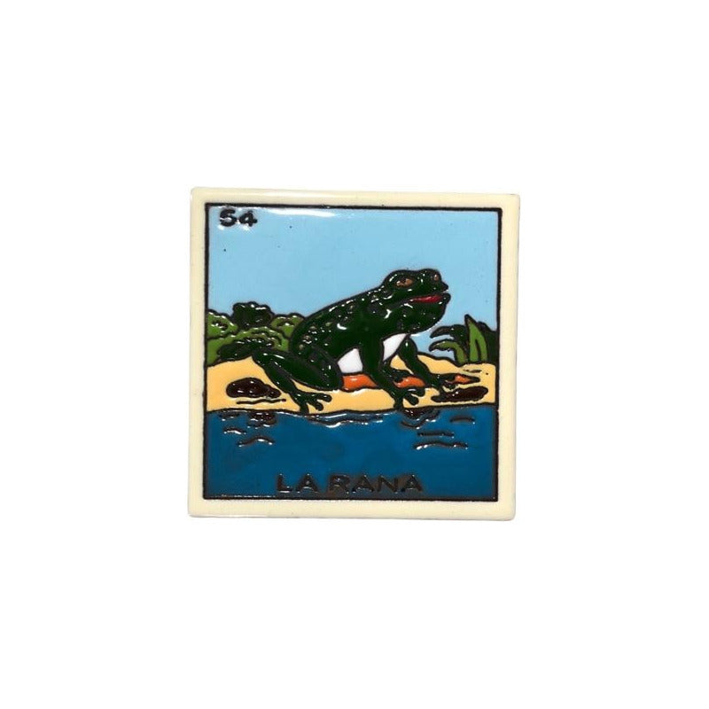 Lotería Azulejo Artesanal Tipo Talavera Relieve 1pz #alrn01 La Rana