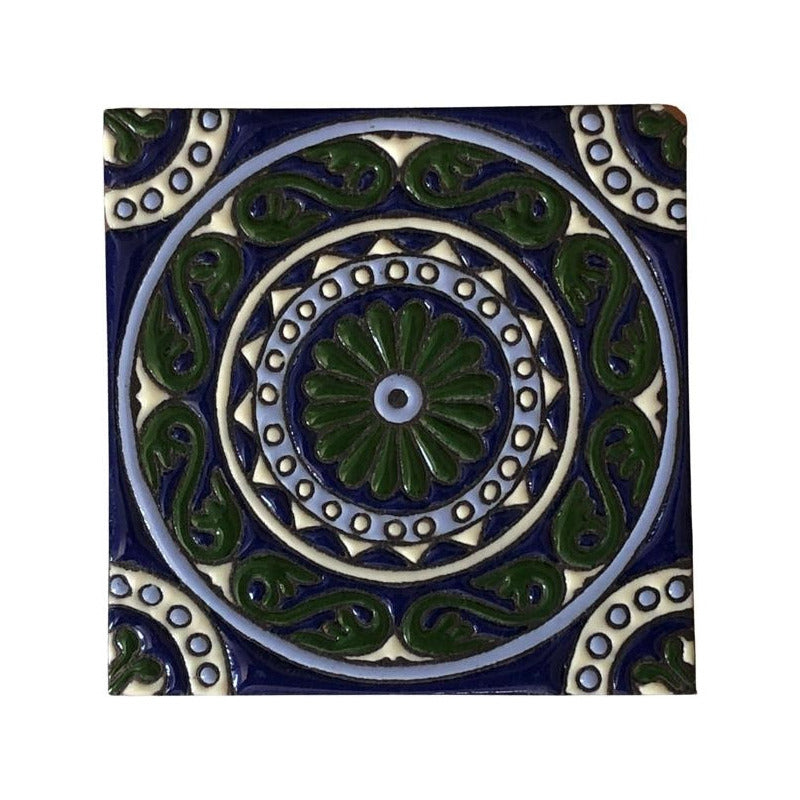 Azulejo 11cm Artesanal Tipo Talavera Relieve 10pz #acrs Acrs-38
