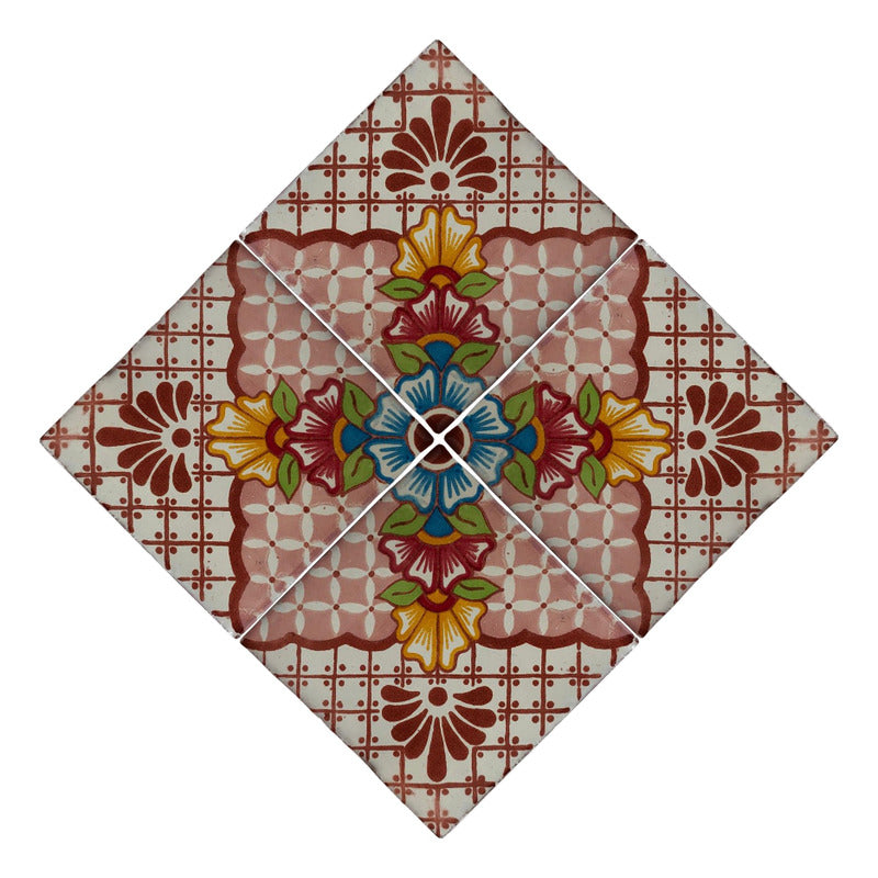 Azulejo 10.5cm Artesanal Tipo Talavera Liso 90pz #acln-34