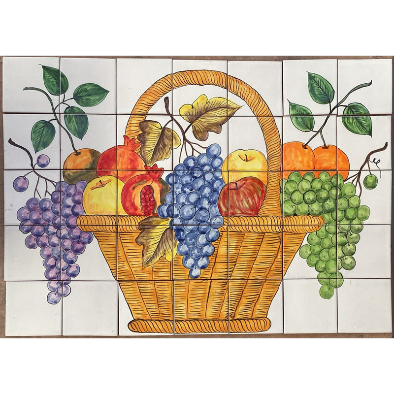 Mural 35pz Azulejo Artesanal Tipo Talavera Liso #m035-108 M035-108