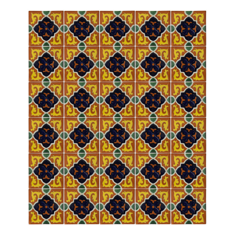 Azulejo 10.5cm Artesanal Tipo Talavera Liso 90pz #acln-30