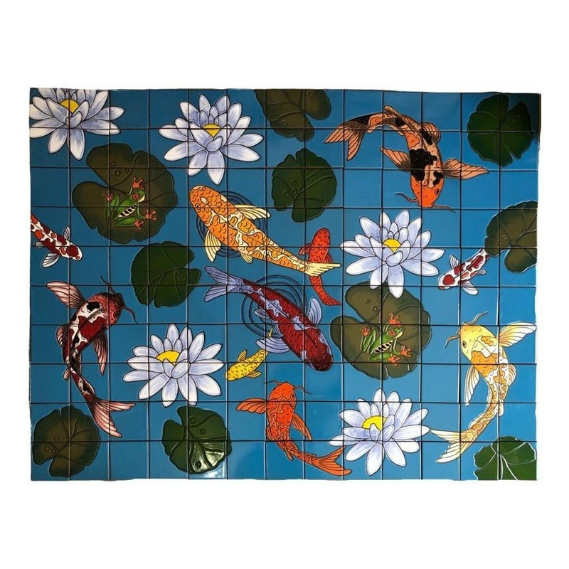 Mural 130pz Azulejo Artesanal Tipo Talavera Relieve #m130-01