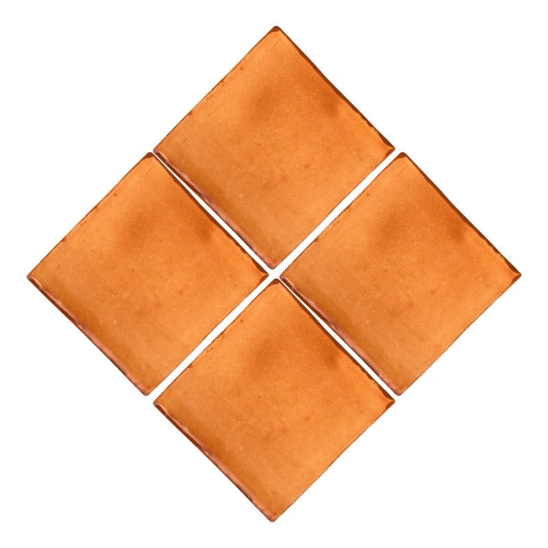 Azulejo 10.5cm Artesanal Talavera Liso 90pz Mostaza S/blanco