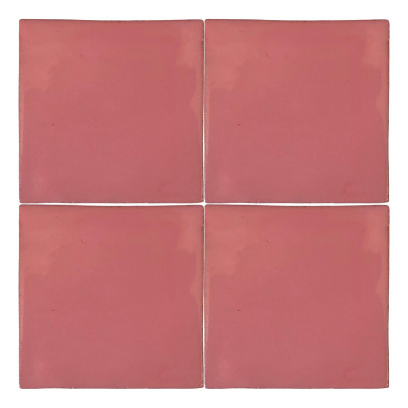 Azulejo 10.5cm Artesanal Talavera Liso 90pz Colores Rosa Normal