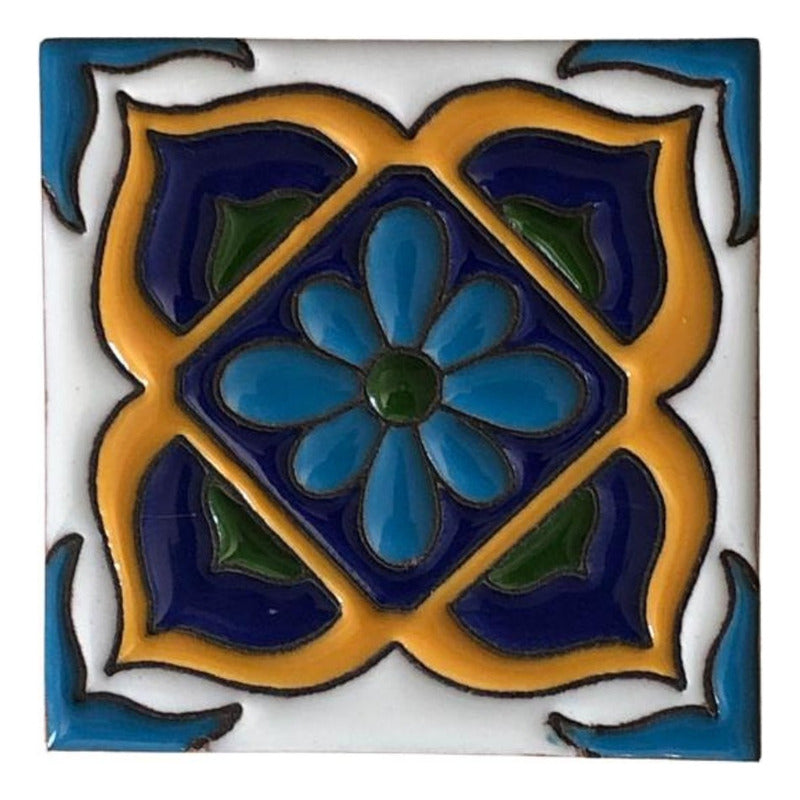 Azulejo 11cm Artesanal Talavera Relieve 90pz #acrs-16