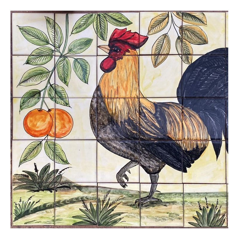 Mural 35pz Azulejo Artesanal Tipo Talavera Liso #m035-128 Variado