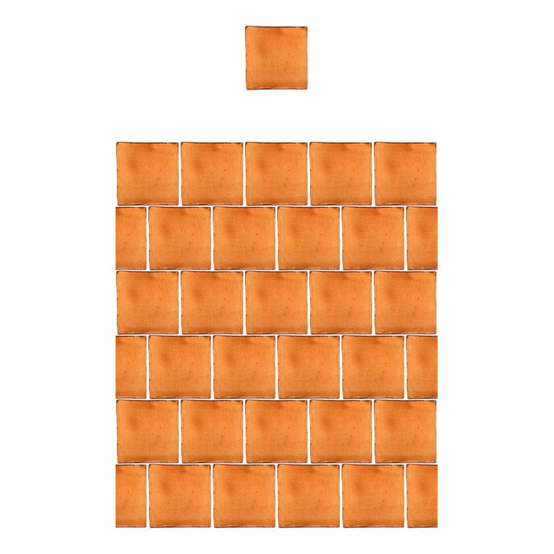 Azulejo 15.5cm Artesanal Talavera Liso 44pz Colores Mostaza Sobre Blanco