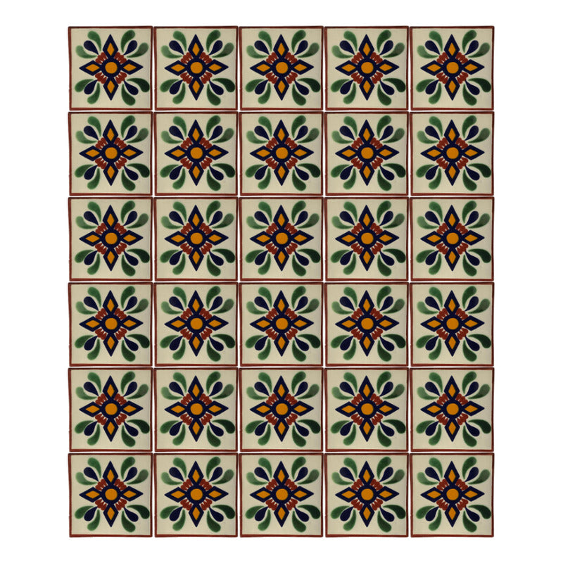 Azulejo 10.5cm Artesanal Tipo Talavera Liso 90pz #acln-20