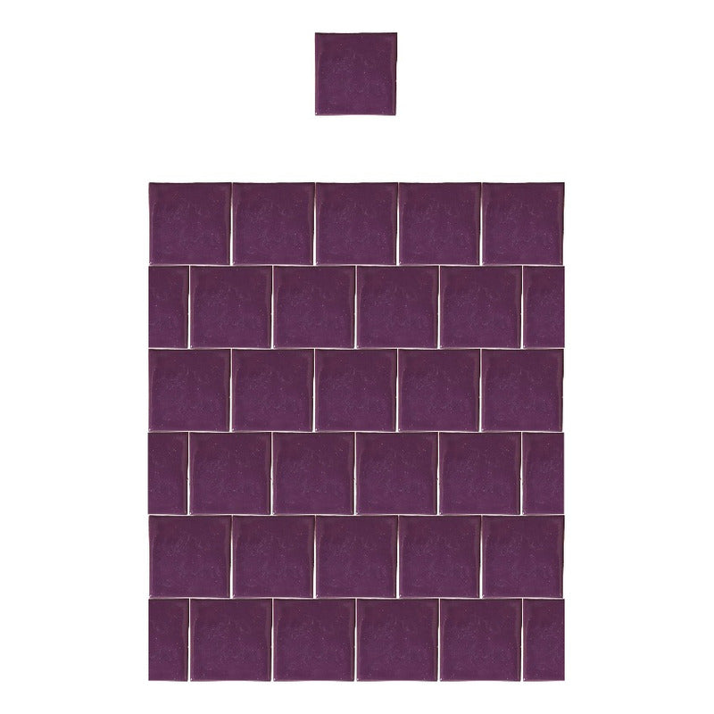 Azulejo 15.5cm Artesanal Talavera Liso 44pz Colores Lila Claro