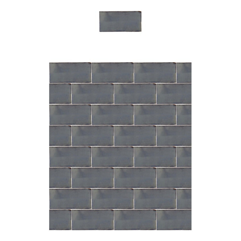 Azulejo 7.5cmx15.5cm Artesanal Talavera Liso 86pz Azul Claro