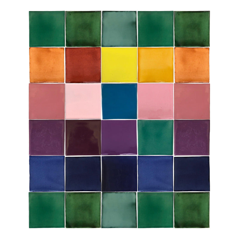 Azulejo 10.5cm Artesanal Tipo Talavera Liso 90pz Surtido S09