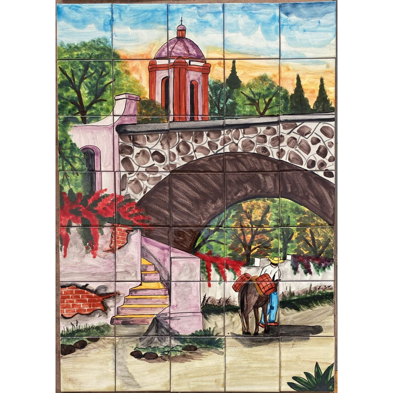 Mural 35pz Azulejo Artesanal Tipo Talavera Liso #m035-69 M035-69.12