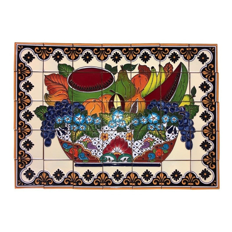 Mural 35pz Azulejo Artesanal Tipo Talavera Relieve #01