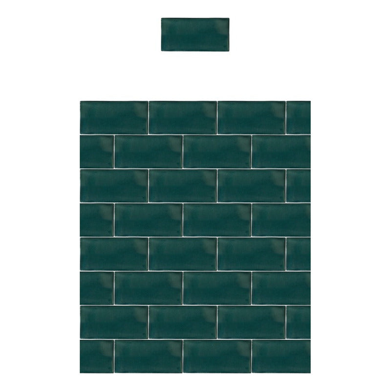 Azulejo 7.5cmx15.5cm Artesanal Talavera Liso 86pz Vde Pav Sb