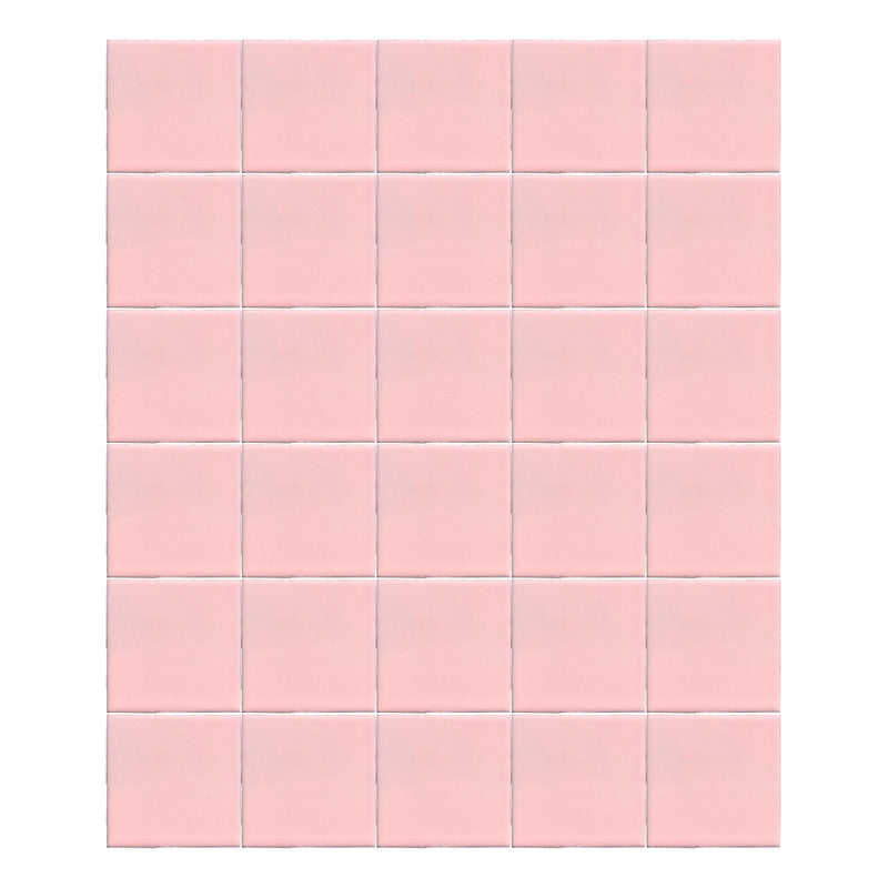 Azulejo 10.5cm Artesanal Talavera Liso 90pz Colores Rosa Claro