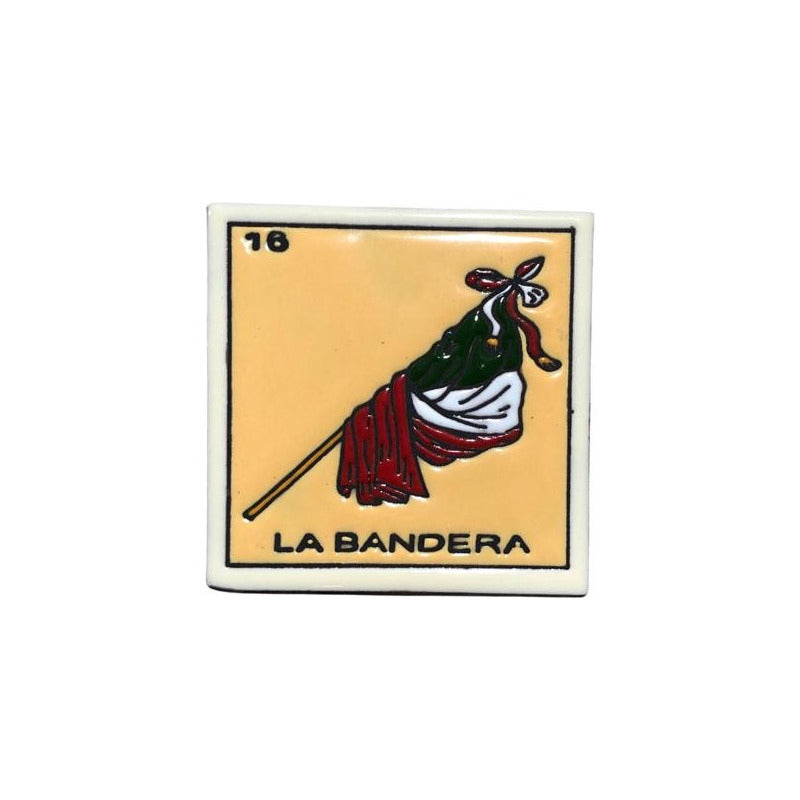 Lotería Azulejo Artesanal Tipo Talavera Relieve 10pz #alrn01 La Bandera