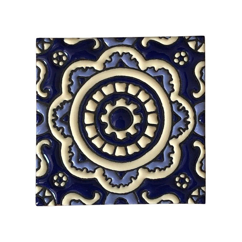 Azulejo 11cm Artesanal Tipo Talavera Relieve 40pz #acrs Acrs-06