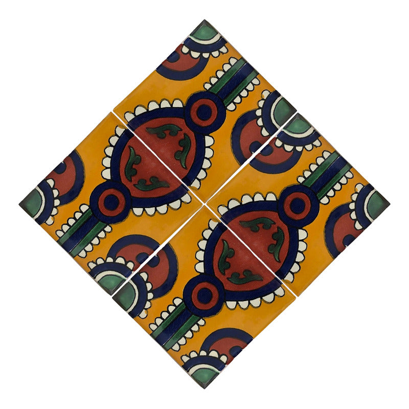 Azulejo 10.5cm Artesanal Tipo Talavera Liso 90pz #acln-23