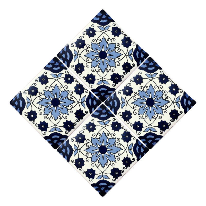 Azulejo 10.5cm Artesanal Tipo Talavera Liso 90pz #acln-54