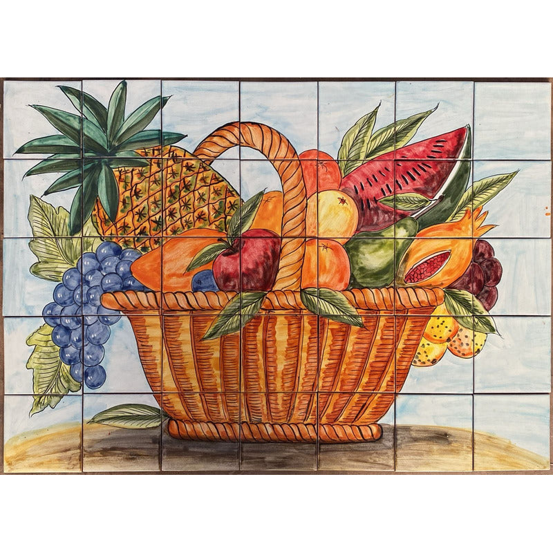 Mural 35pz Azulejo Artesanal Tipo Talavera Liso #m035-96 M035-96.06