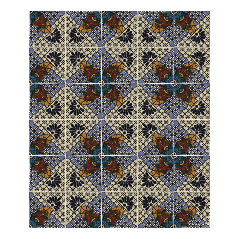 Azulejo 11cm Artesanal Talavera Relieve 90pz #acrs-19