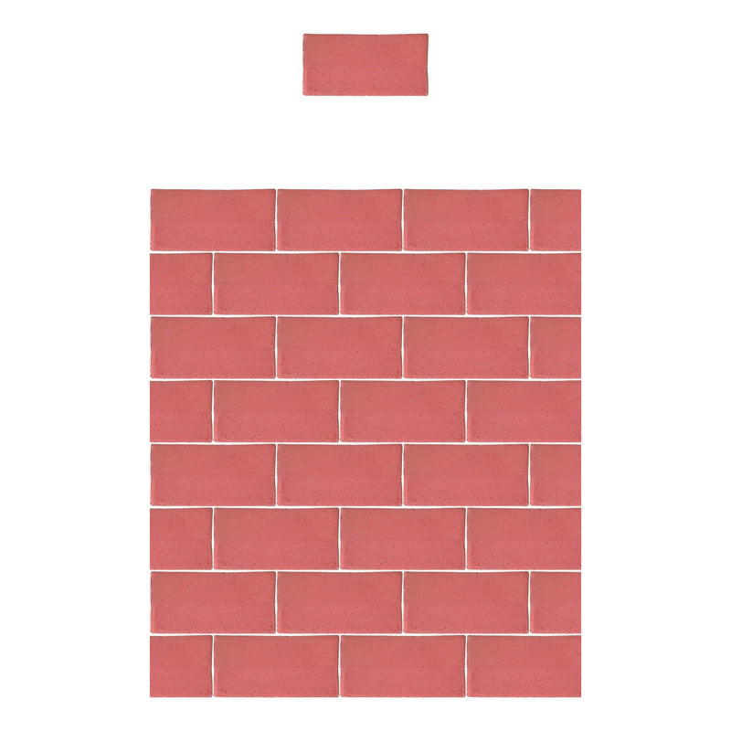 Azulejo 7.5cmx15.5cm Artesanal Talavera Liso 86pz Rosa Jaspe